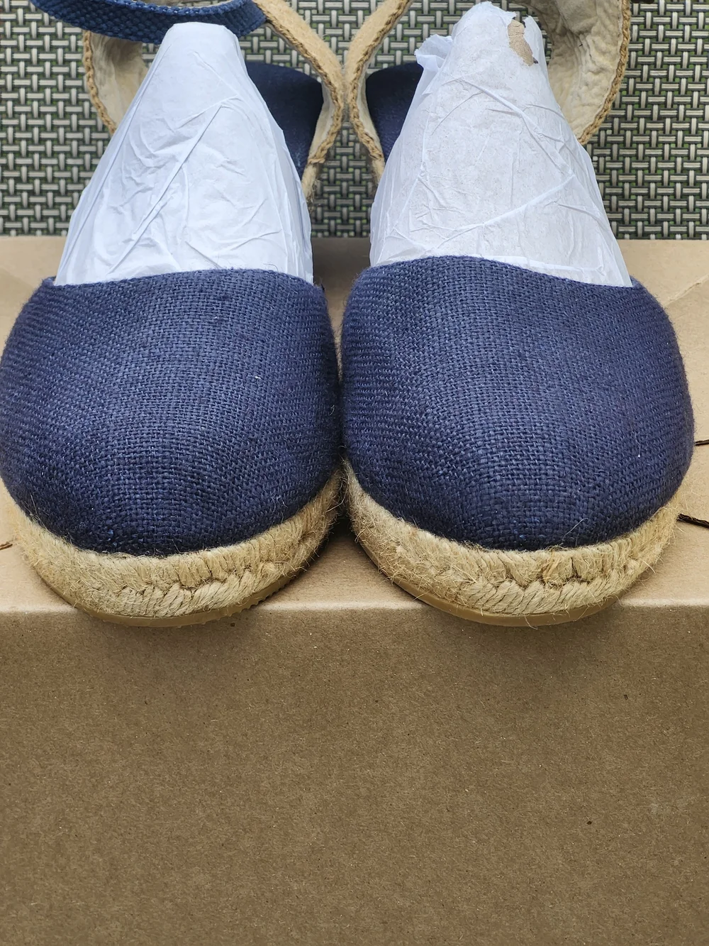 NWOT Viscata Barcelona Navy Blue Canva Wedge Espadrilles Size 41 US 10
